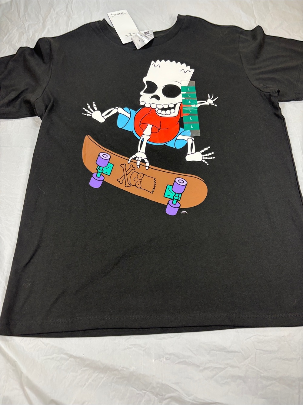 THE SIMPSONS BART HALLOWEEN SKATEBOARD BLACK NWT LARGE T SHIRT